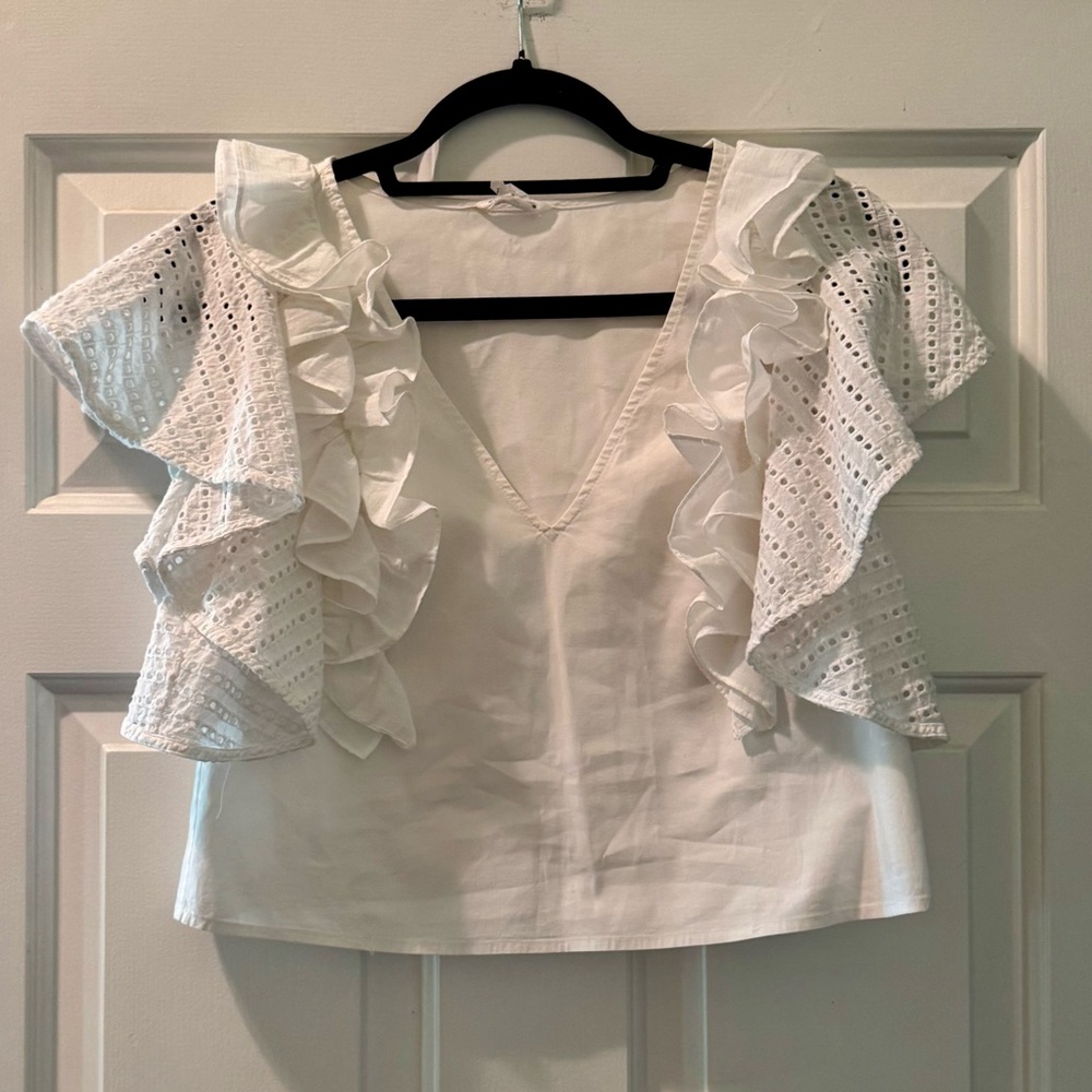 White Ruffled Eyelet Top